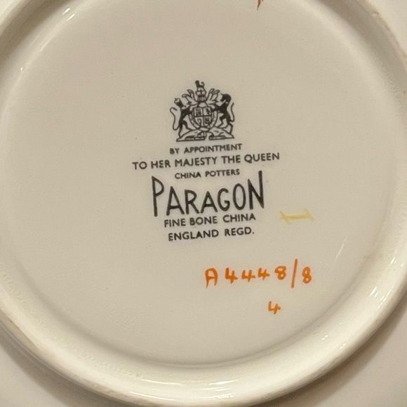 PARAGON Saucer with Floral Rose Center with Cobalt and Gold Trim, saucer only - Picture 7 of 9